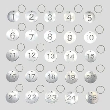 Stainless Steel Numbered Tags Metal Round Numbered Tags ID Tags Key Tags with...