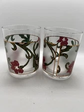 Vintage Culver Whiskey Glasses Floral Pattern
