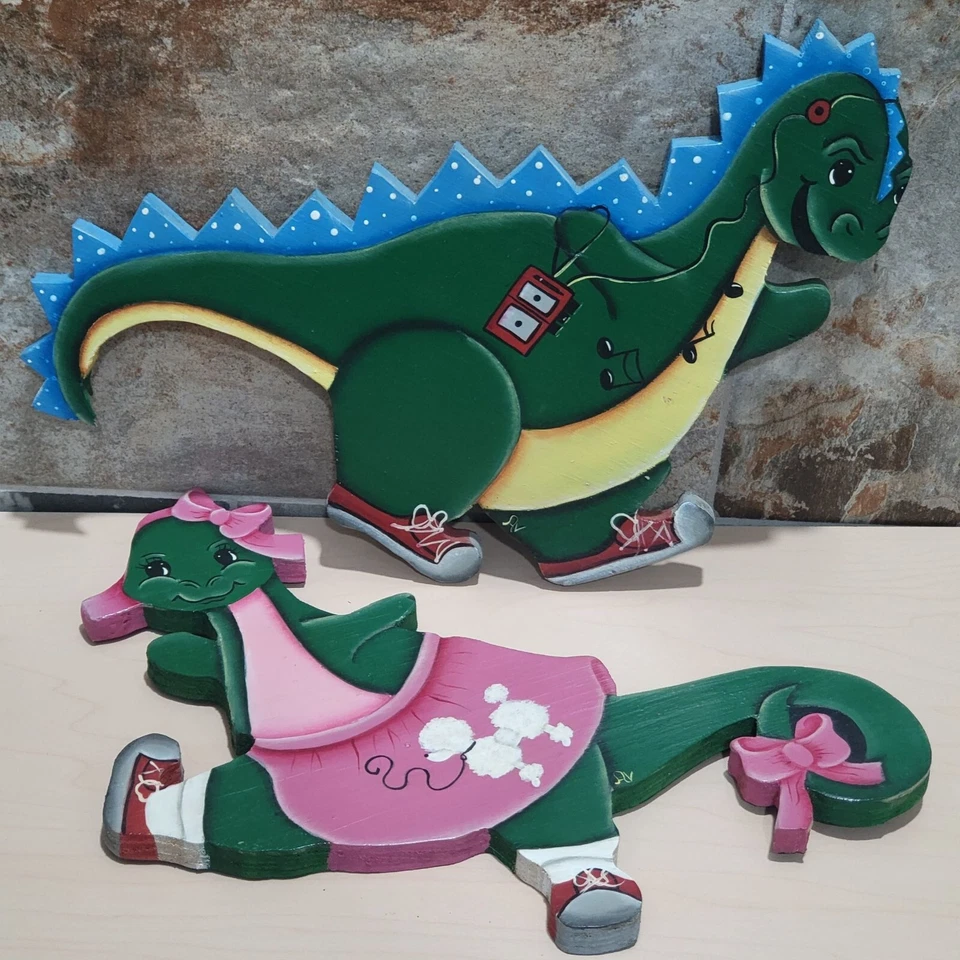Decoración de habitación infantil vintage de dinosaurios de madera para colgar en la pared Foto 2 de 4