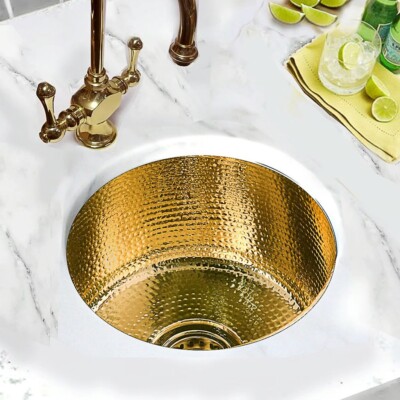 Hammered Round Brass Kitchen Sink