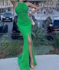 Alexander McQueen Ruched Halterneck Long Green Dress IT40/ UK8/US4