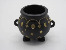 NEW MINITURE BLACK CAULDRON WITH GOLD ACCENTS