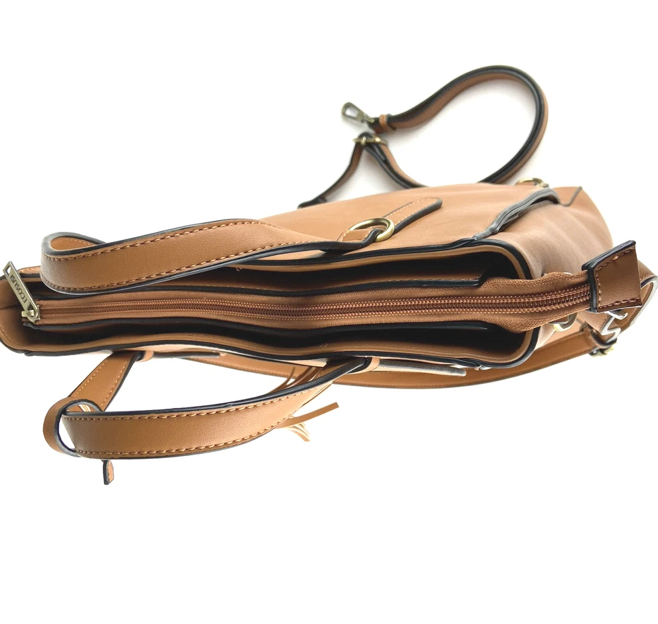 Ecosusi Handbag Backpack Laptop Brown Vegan Leather Womens  Convertible Bag - Image 4 of 4