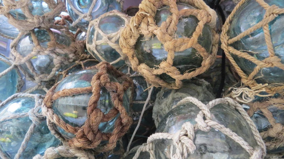 Японское стекло рыболовства поплавки 3» сетки лот-9 сети буй подлинный винтажный! США BZ - Изображение 4 из 4