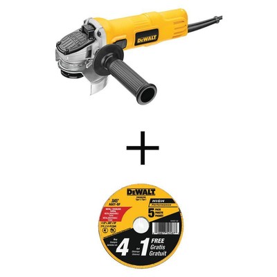 DEWALT Angle Grinder 4.5'' 7-Amp Corded Compact w/ 1-Touch Guard + Cutting Discs