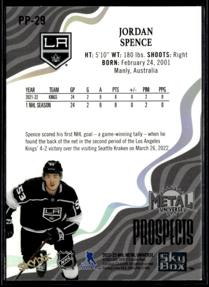 2022-23 Skybox Metal Universe Premium Prospects Jordan Spence Rookie #PP-29 - Image 2 of 2