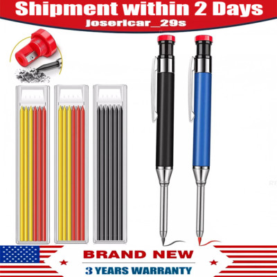 2X Long Nose Deep Hole Mechanical Woodworking Carpenter Pencils with 18 Refills