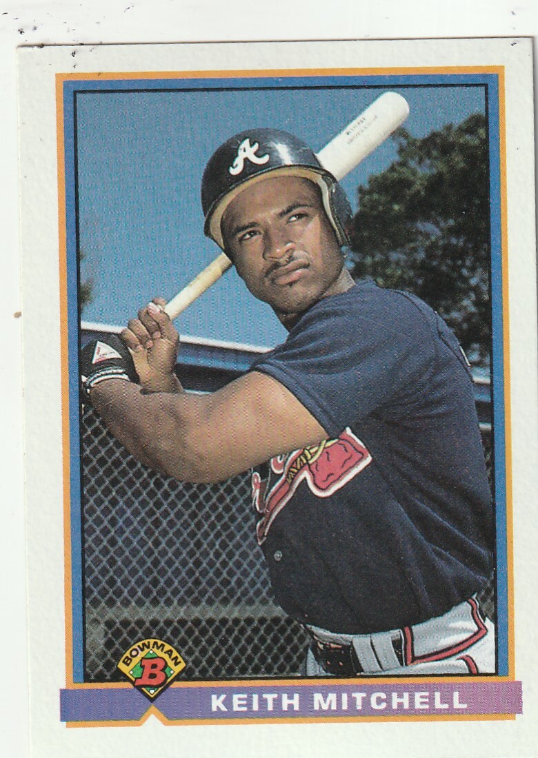 FREE SHIPPING-MINT-1991 Bowman Keith Mitchell #575 BRAVES PLUS BONUS CARDS