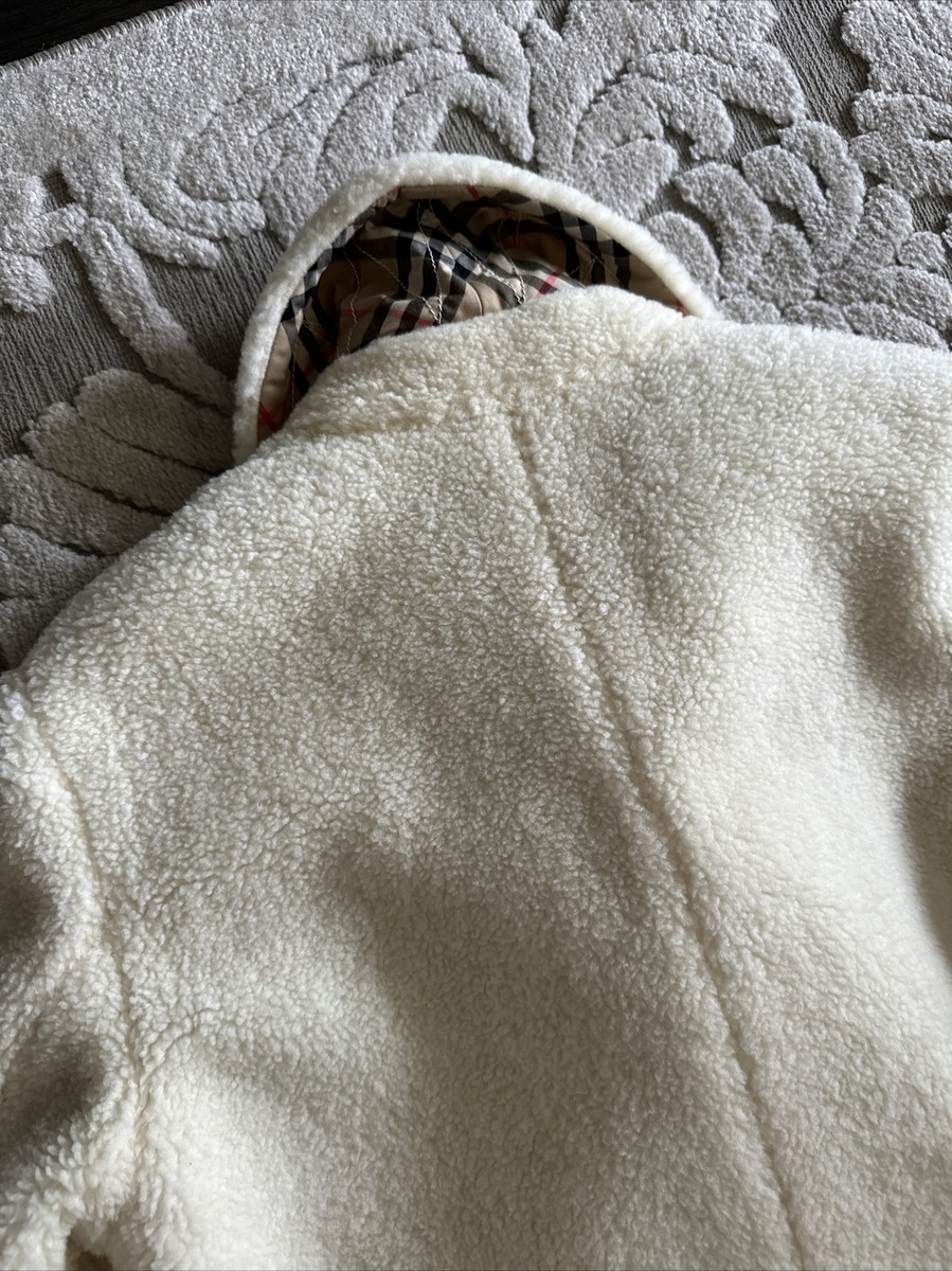 NEW BURBERRY Women's Ivory Cream SELBY Wool Blend Check Long
