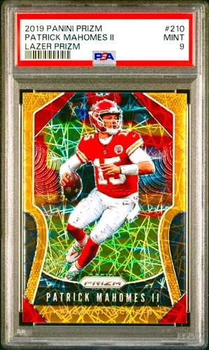 Patrick Mahomes RAR ORANGE LAZER PRIZM INVESTMENT CARD SSP PANINI ROY MINT PSA 9