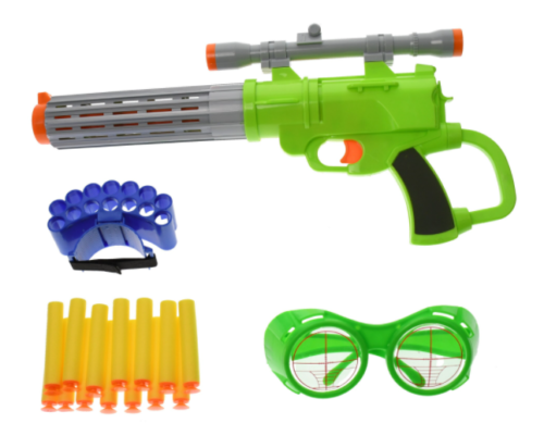 Sharpshooter Soft Bullet Air Gun Toy Set Scope Target Goggle Magazine - Afbeelding 1 van 4