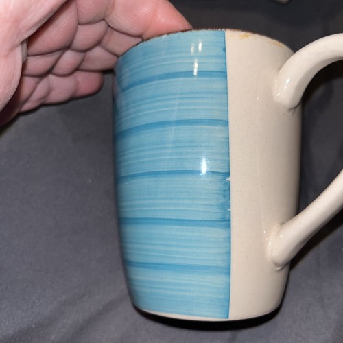 4 Royal Norfolk Coffee Mugs Cups Turquoise & White, Brown Rim 12 oz - Picture 22 of 24