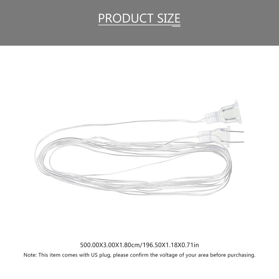 3pcs Clear Extension Cord,Christmas Light Extension Cord 2 Prong,16 Ft Clear eBay