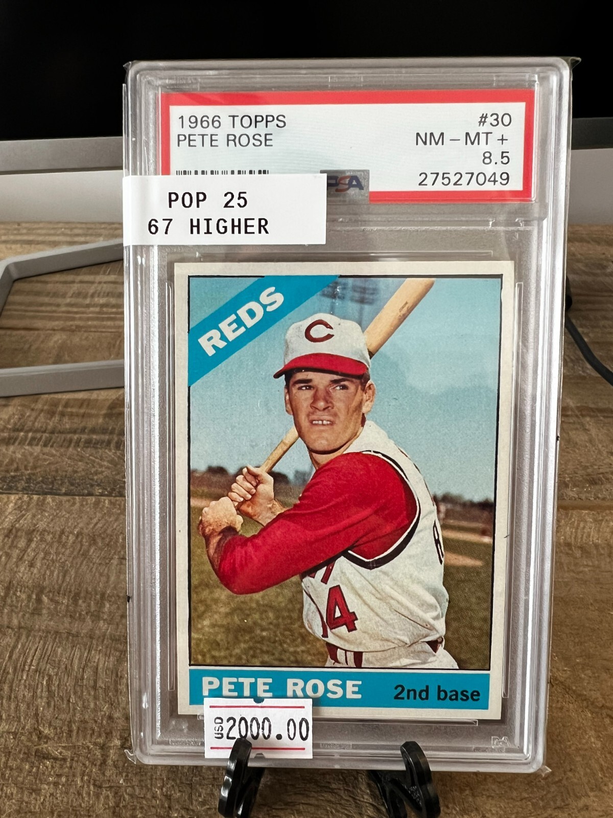 1966 Topps #30 Pete Rose PSA 8.5 POP 25, 67 Higher
