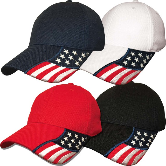 Rockpoint Freedom Stretch Fit Cap Performance Fitted Flag Hat Red White