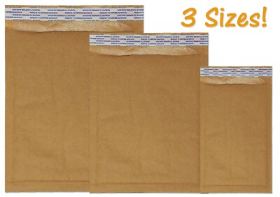 Brown Kraft 4x8, 6x10, 8x12 Padded Shipping Bubble Mailers Envelopes Combo Pack!