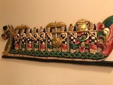 CHINESE HAND CARVED  HAND PAINTED WOOD WALL HANGING