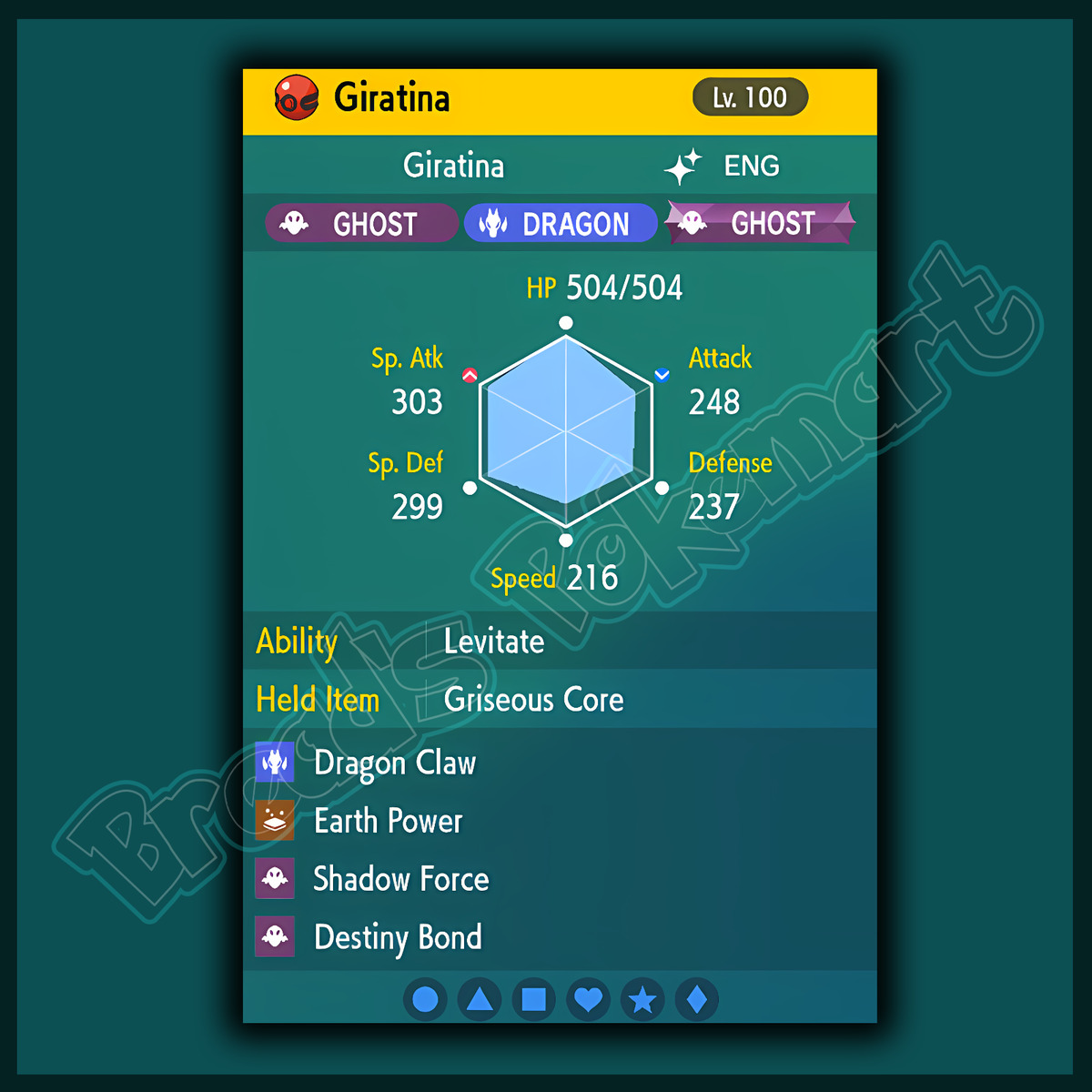 Pokemon Scarlet and Violet Shiny Giratina 6IV-EV Trained