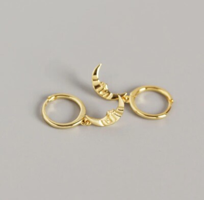 Stachelige Mond Creolen 18k vergoldet Sterling Silber 925 Punk Bohemian
