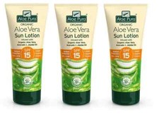Image of Aloe Pura Organic Aloe Vera Sun Lotion SPF15 Sun Protection Lotion 200 ml X 3
