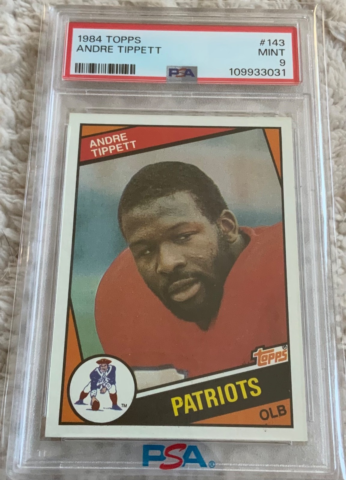 1984 Topps - Andre Tippett #143 (RC) PSA 9, PSA HOF REGISTRY