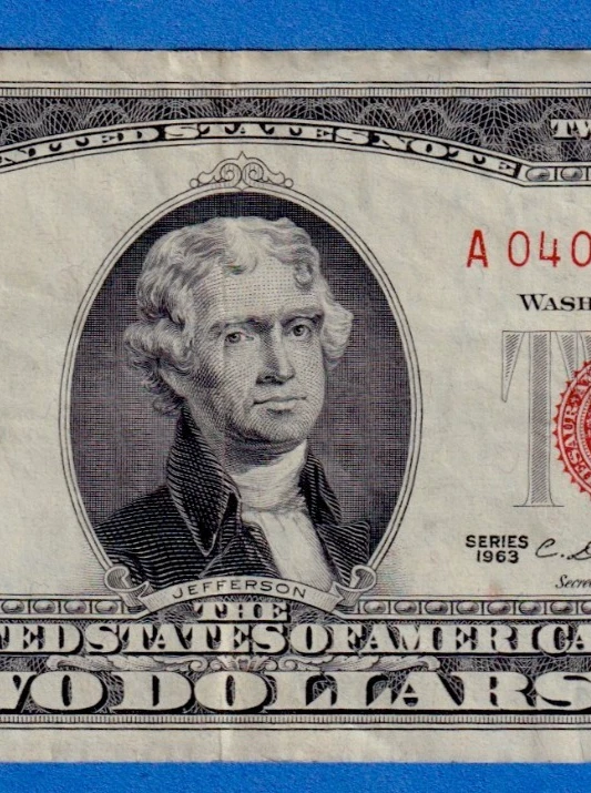 USA $2 1963 P-382a " Red Seal " Circulated Note A04094698A Granahan & Dillon - Image 3 of 4
