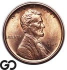 1909 VDB Lincoln Cent Wheat Penny, Lustrous Red, Solid Gem BU++ RD