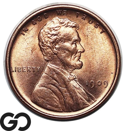 1909 VDB Lincoln Cent Wheat Penny, Lustrous Red, Solid Gem BU++ RD