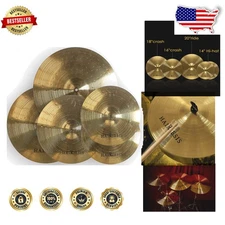 Exquisite 5-Piece Alloy Cymbal Set - 14-20" Polished Gold Brass Drum Kit