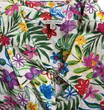 John Mark Women's Plus 3X Floral Linen Tunic 3/4 Sleeve Multicolor NWT $129