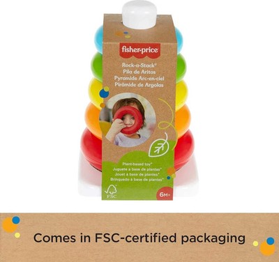 Fisher-Price Rock-a-Stack Ring Stapelspielzeug für Säuglinge aus pflanzlicher Basis