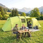 Outsunny 6 Person Camping Tent, Waterproof Large Family Tent Light Green