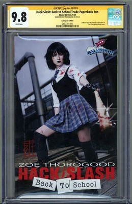 HACK/SLASH: BACK TO SCHOOL TRADE PAPERBACK CGC 9.8 SS SIGNED ZOE THOROGOOD POP 4