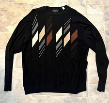 Vintage 90s-00s Tulliano Italian Silk Sweater Geometric Black Size XL Sopranos