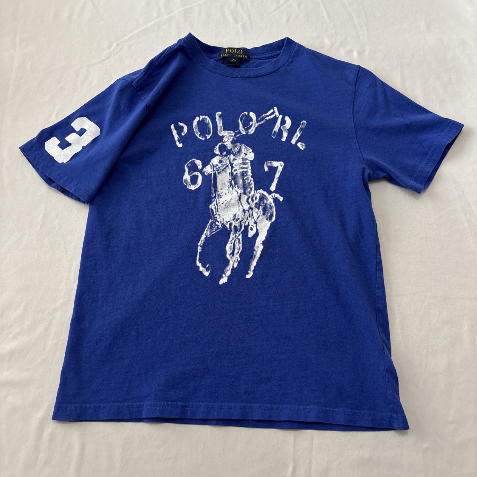 Polo Ralph Lauren T Shirt Polo RL Big Pony Grafica Preppy Retrò ✅ Gioventù M 10 12