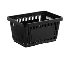 Black 16 3/4" x 11 13/16" Shopping Basket With Plastic Handles 12 Pack 