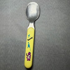Vintage 1992 Barney the Dinosaur Spoon Selandia Stainless Yellow Child Flatware
