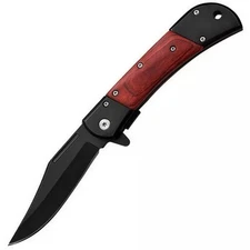Elitedge Red Pakkawood Handle Pocket Knife Hunter Linerlock - 10-009BW