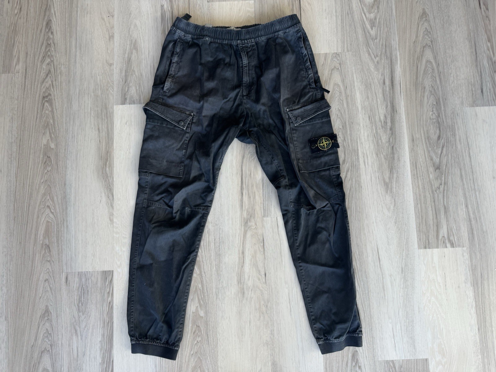 Stone Island Black Cargo Pants Drawstring Waist