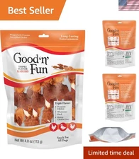 Delicious Triple Flavor Rawhide Kabobs for Dogs - 4 Oz, Protein-Rich Chew Treats