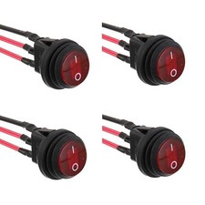 12V 20A Waterproof Rocker Toggle Switch with LED Light, 3 Pin Color: 4pcs-Red
