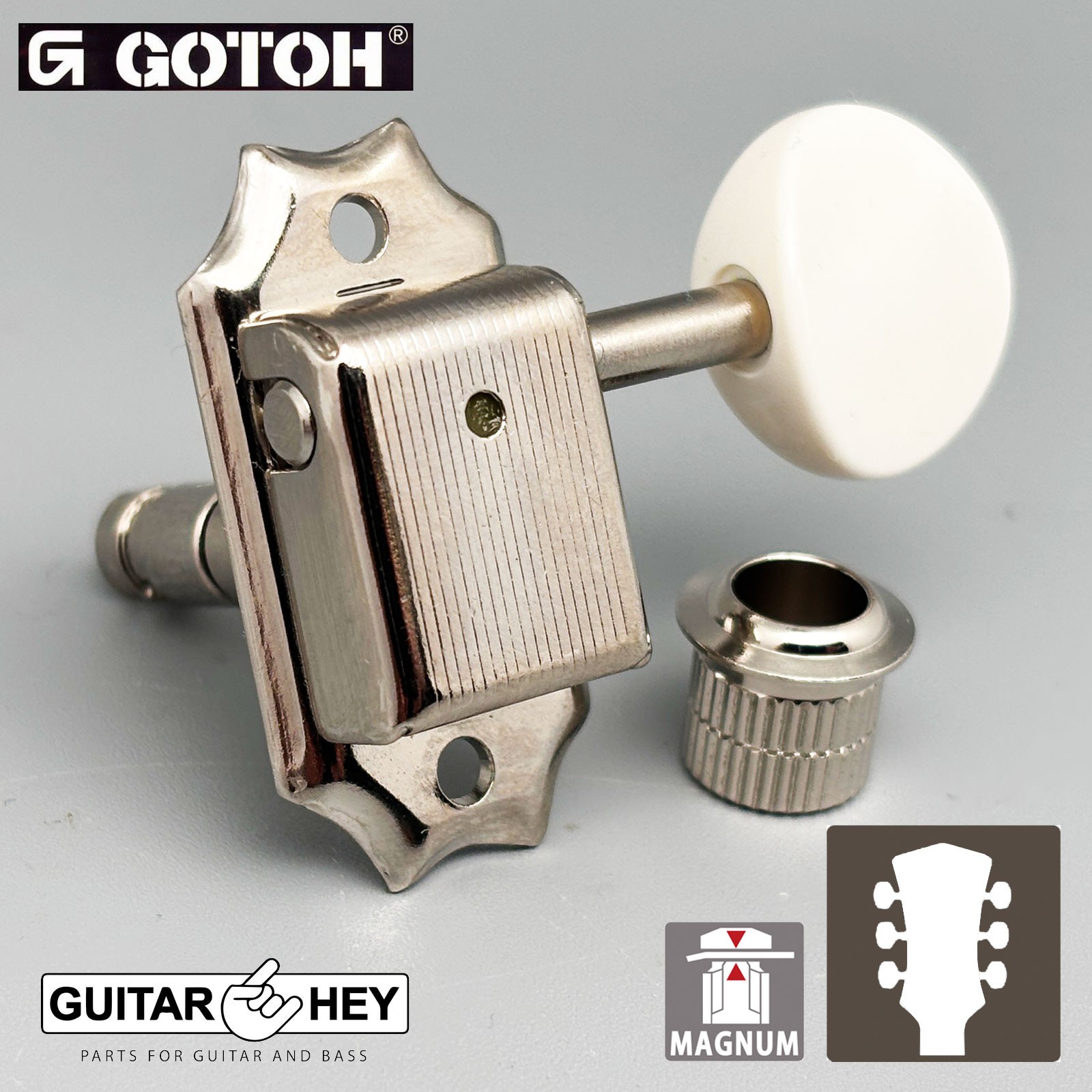 NEW Gotoh SD90-P5R MG LOCKING Tuners Set L3 R3 w/ AMBER Buttons 3x3 - NICKEL