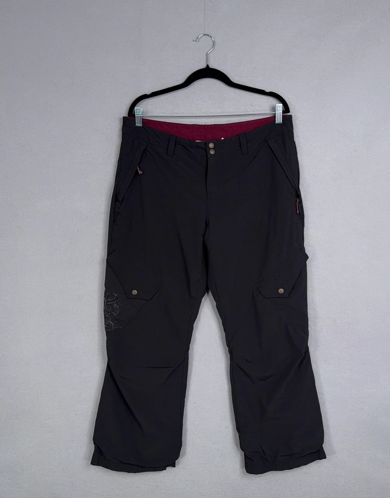 Eddie Bauer Snow Pants Womens 14 Petite Black Insulated Cargo Hiking Softshell