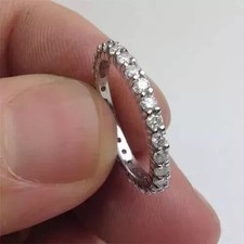 Moissanite 2 Ct Round Cut Full Eternity Wedding Band Ring 14K White Gold Plated