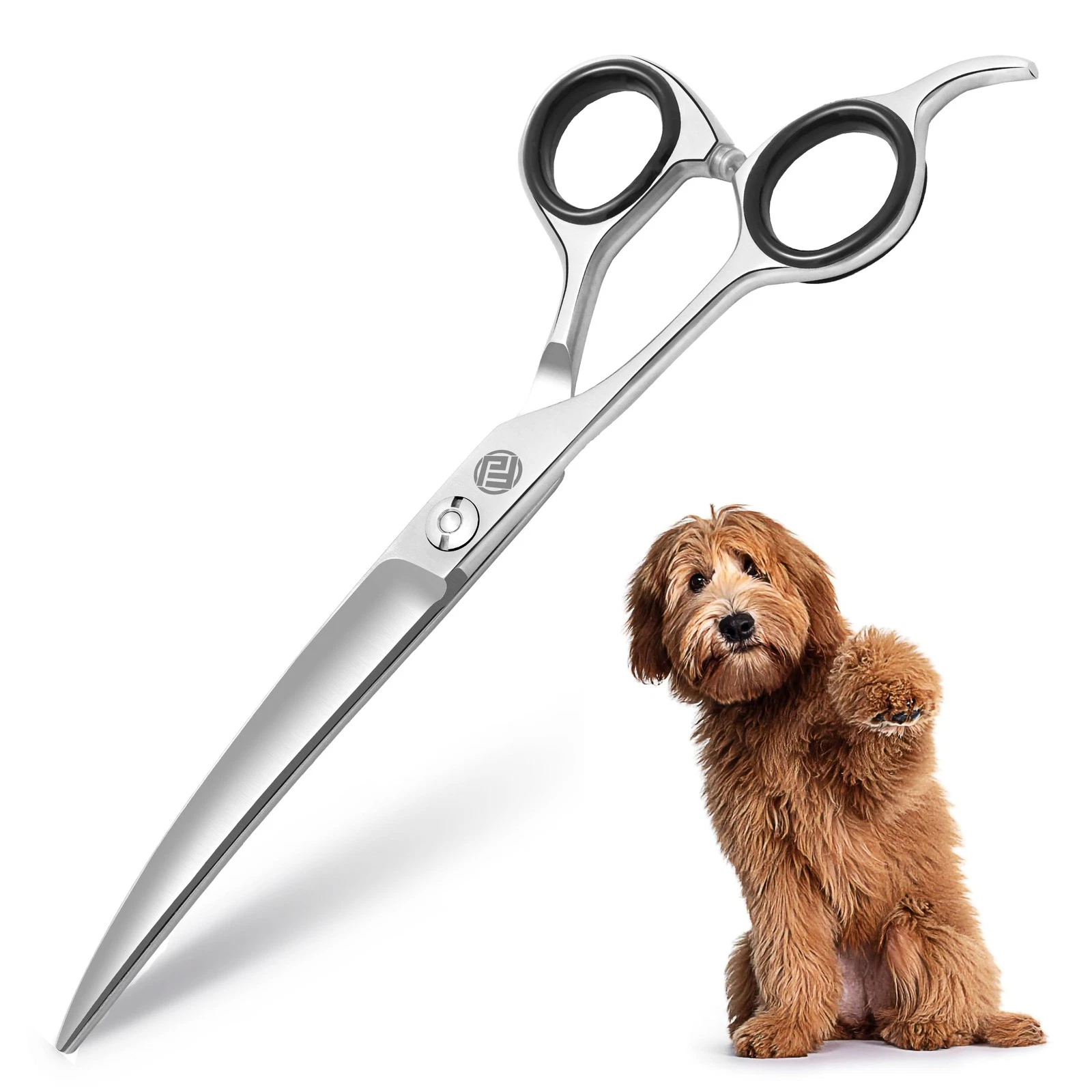 Professional Dog Grooming Scissors/Shears, Curved, for Dogs, Cats & Pets (Rig...