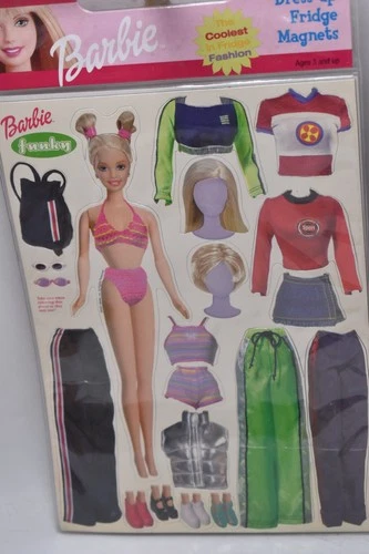 Vintage 2001 Funky Barbie Dress Up Magnets Magnetic Play Set Unused