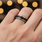 8mm Black Tungsten Band hammered Rose Gold Inlay Stepped Edge Wedding Ring — photo 6