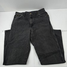H.I.S Jeans Mens 36x36 Black Denim Straight Leg Made in USA Vintage 34x34