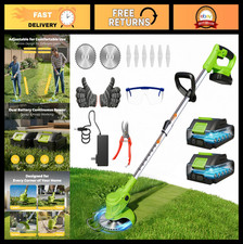Lightweight 21V Cordless Electric Weed Eater & String Trimmer Set with 2 Batteri