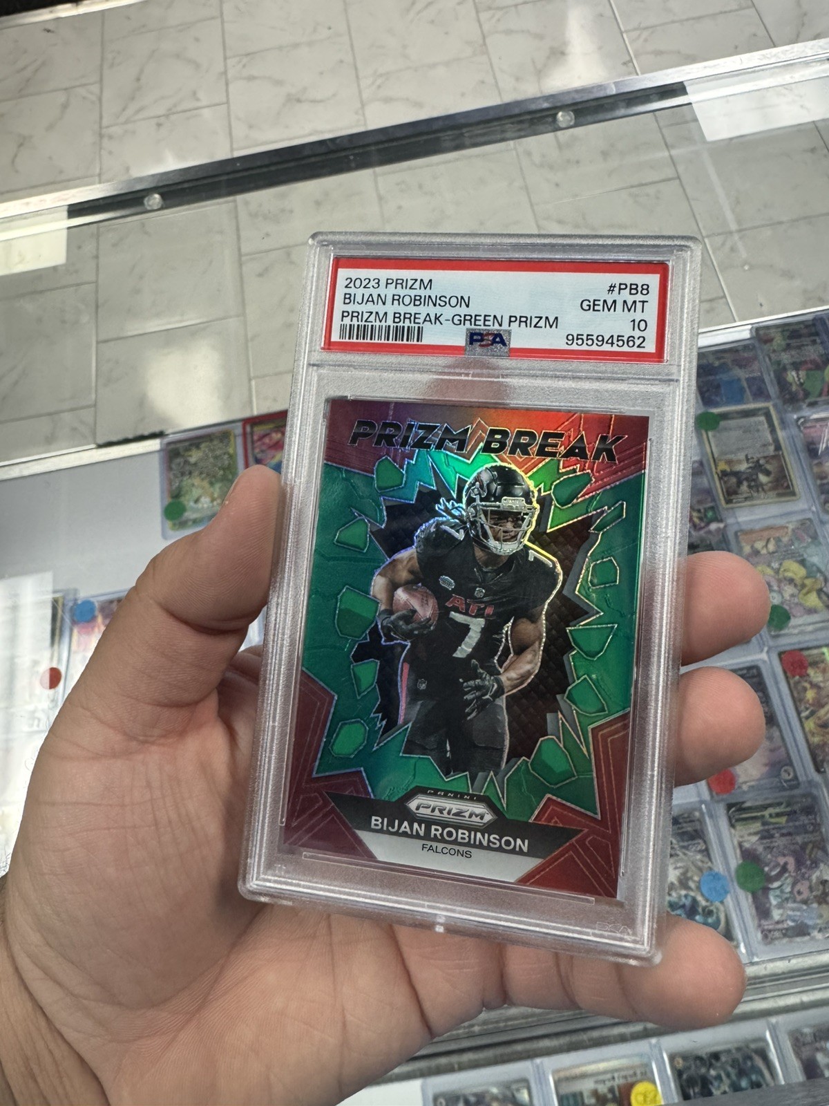 2023 Panini Prizm Prizm Break #PB8 Bijan Robinson Prizm Break-Green PSA 10